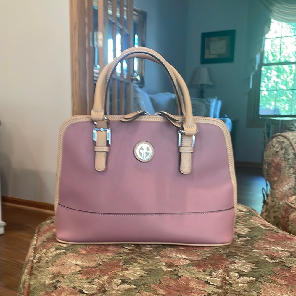 Giani Bernini Mauve and Tan Satchel with Elegant Design NWOT